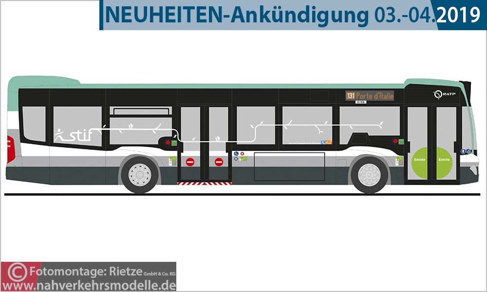 Rietze Busmodell Artikel 69430 Mercedes-Benz Citaro 2012 R A T P Paris