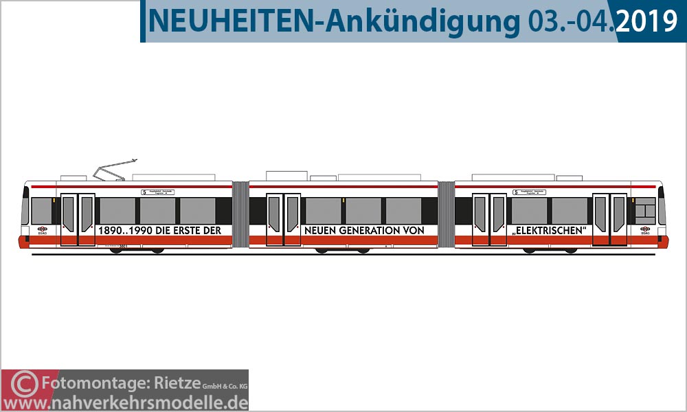 Rietze Linie8 Stra�enbahnmodell Artikel STRA01044 Adtranz G T 6 Bremer Stra�enbahn Aktiengesellschaft