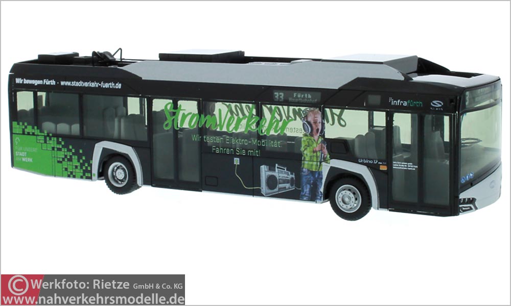 Rietze Busmodell Artikel 73020 Solaris Urbino 12 Electric 2014 infra F�rth