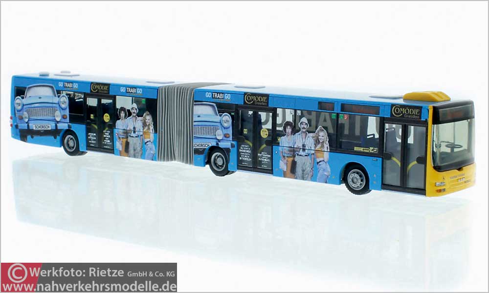 Rietze Busmodell Artikel 72782 M A N Lions City G Taeter Tours Dresden Go Trabi Go