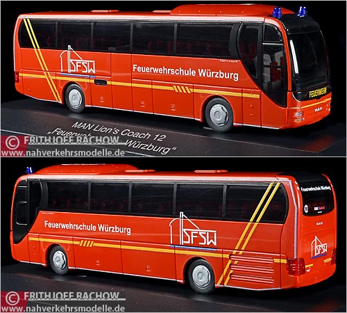 Rietze Busmodell Artikel 65528 M A N Lion's Coach Staatliche Feuerwehrschule W�rzburg