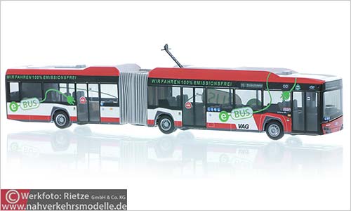 Rietze Busmodell Artikel 76702 Solaris Urbino 18 2019 electric Verkehrs Aktiengesellschaft N�rnberg